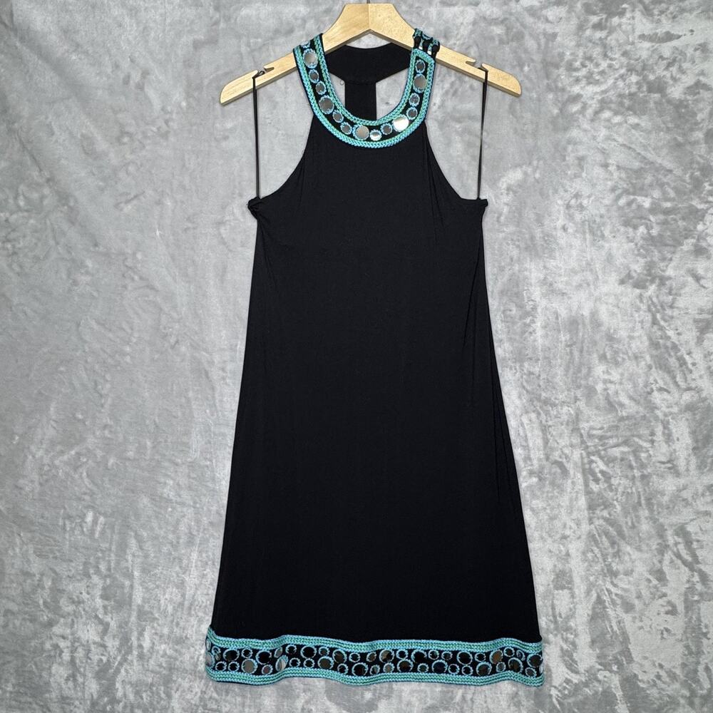 INC International Concepts Dress Womens Medium Black Halter Shift Beach Boho